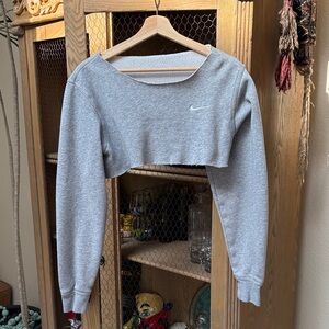 Nike Chopped Cropped Grey Scoop Neck Sweatshirt